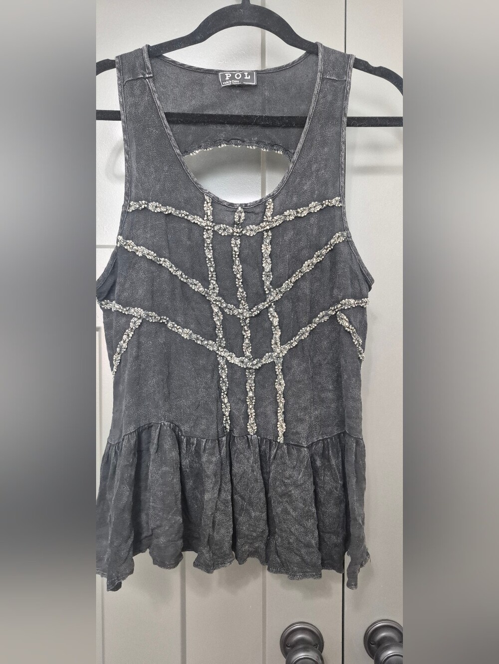 POL Boutique Black Embellished Tank Top - Picture 2 of 6